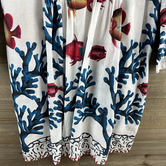 Soft Surroundings Seychelles Tropical Coral Reef Fish Lightweight Coverup Medium - Picture 9 of 11